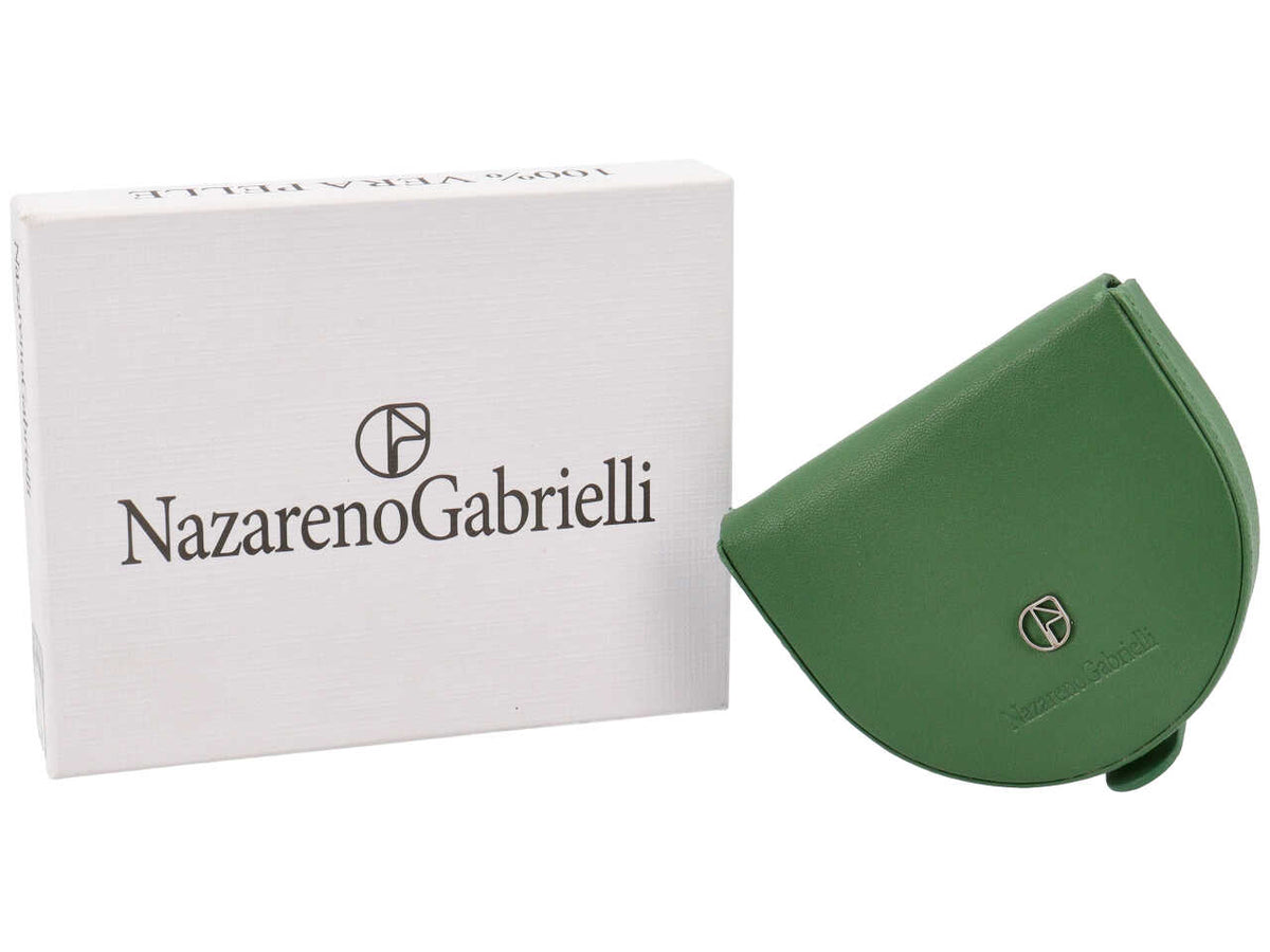 Portamonete uomo a tacco in pelle verde - 7,5x9x2 cm - Nazareno Gabrielli