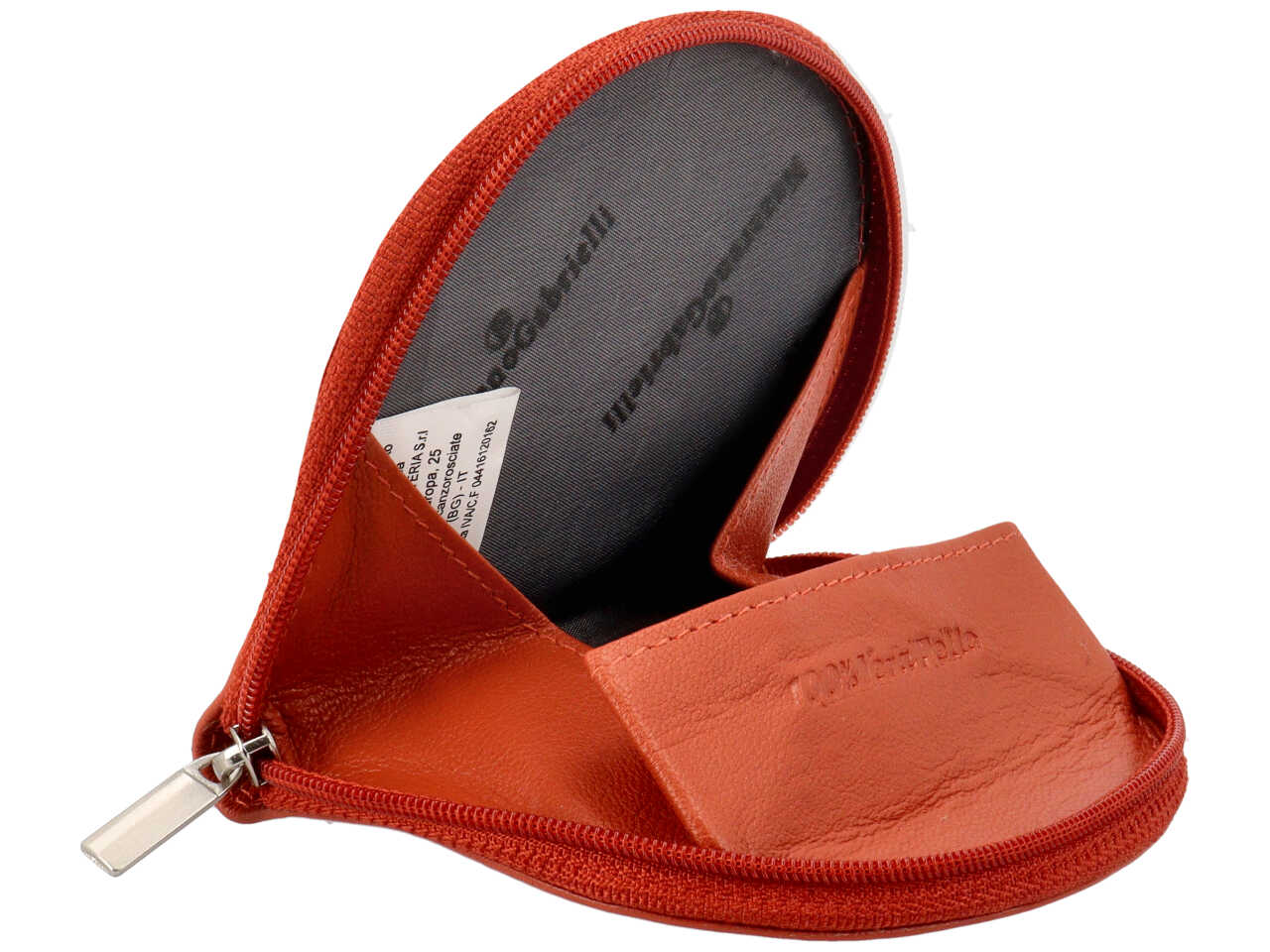 Portamonete uomo con zip in pelle arancione - 9x10x1,5 cm - Nazareno Gabrielli
