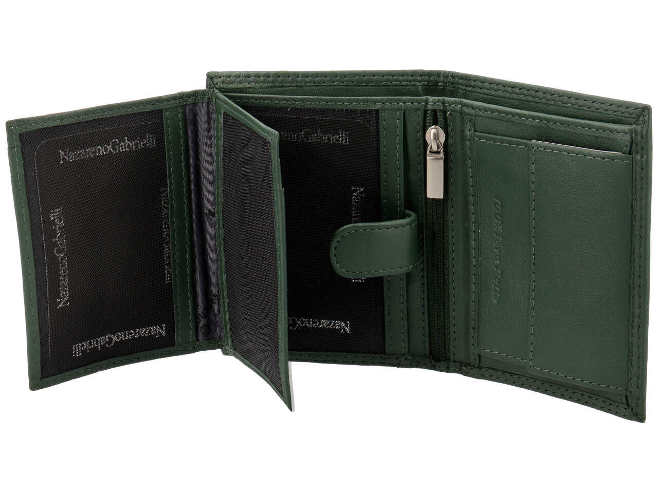 Portafoglio da uomo Nazareno Gabrielli in pelle verde scuro 10x9,5x2cm