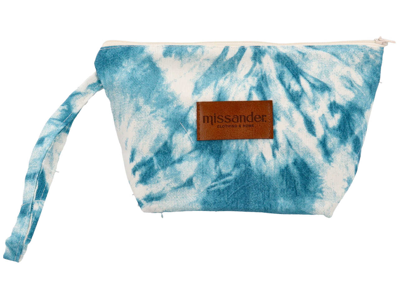 Pochette in tela tie-die colore turchese 26x7x15cm