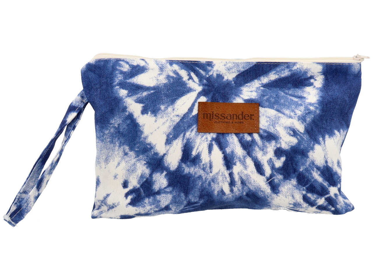 Pochette a mano in tela tie-die colore blu 29x20cm