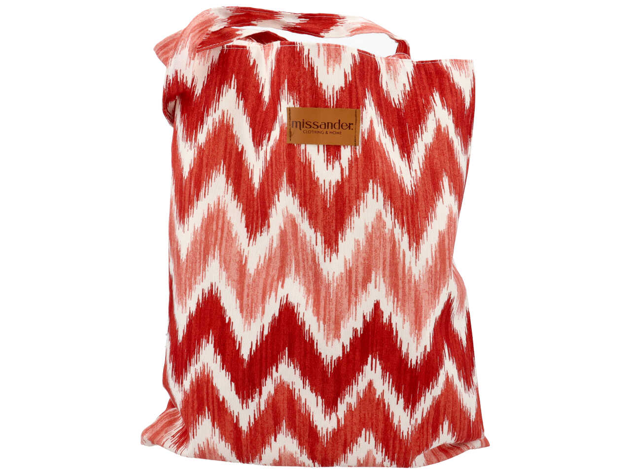 Borsa letizia loneta fantasia a zig zag colore azzurro 36x43cm