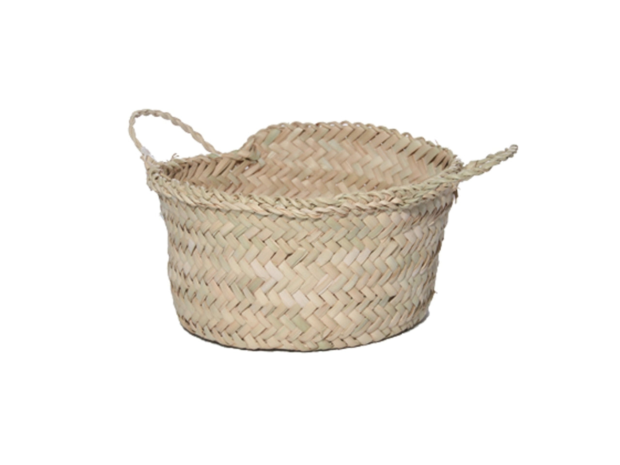 Cesto boho in palma color naturale circolare con maniglie 18x11 cm - Missander