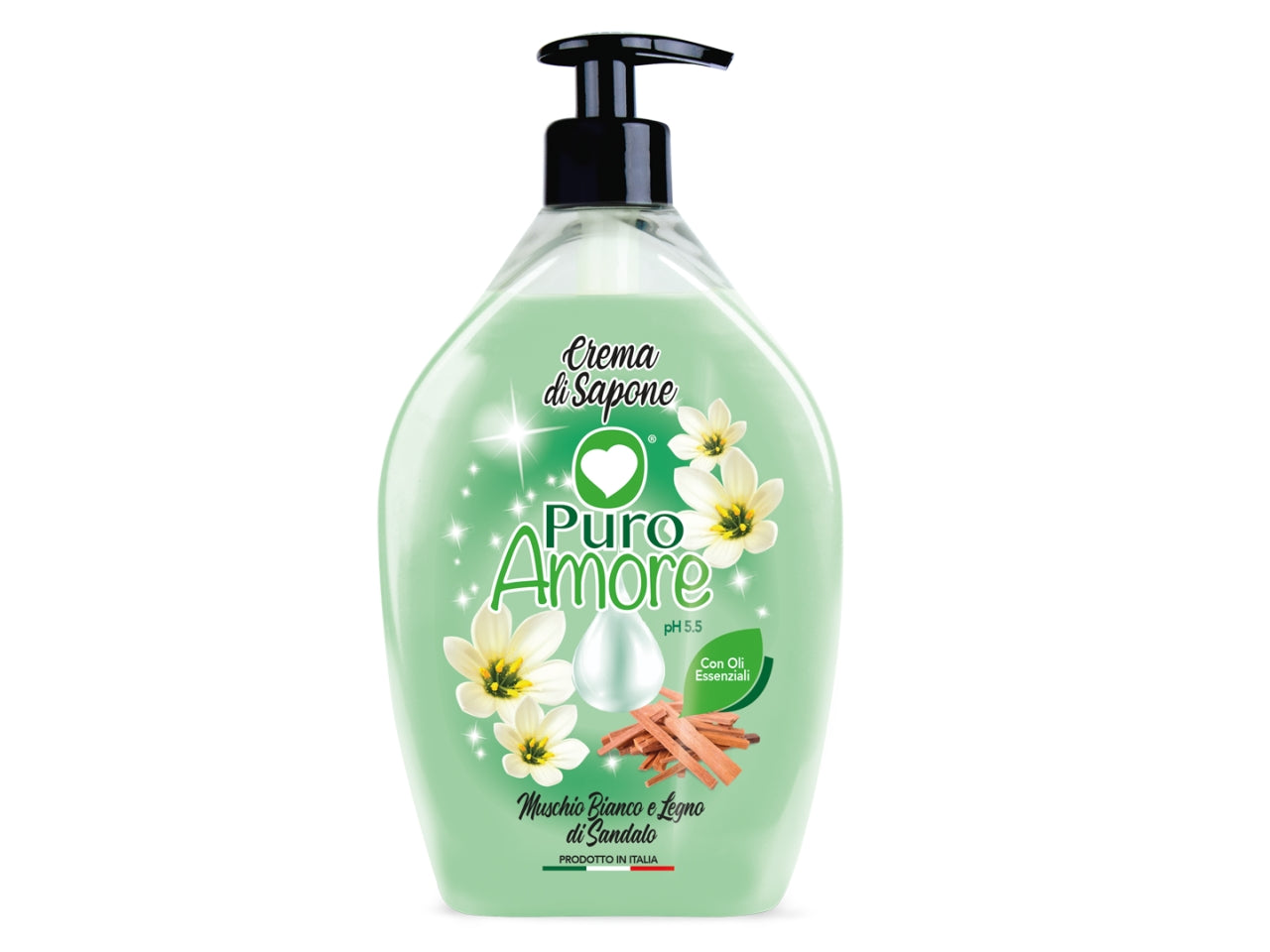 Puro amore sapone liquido 750ml muschio e sandalo $