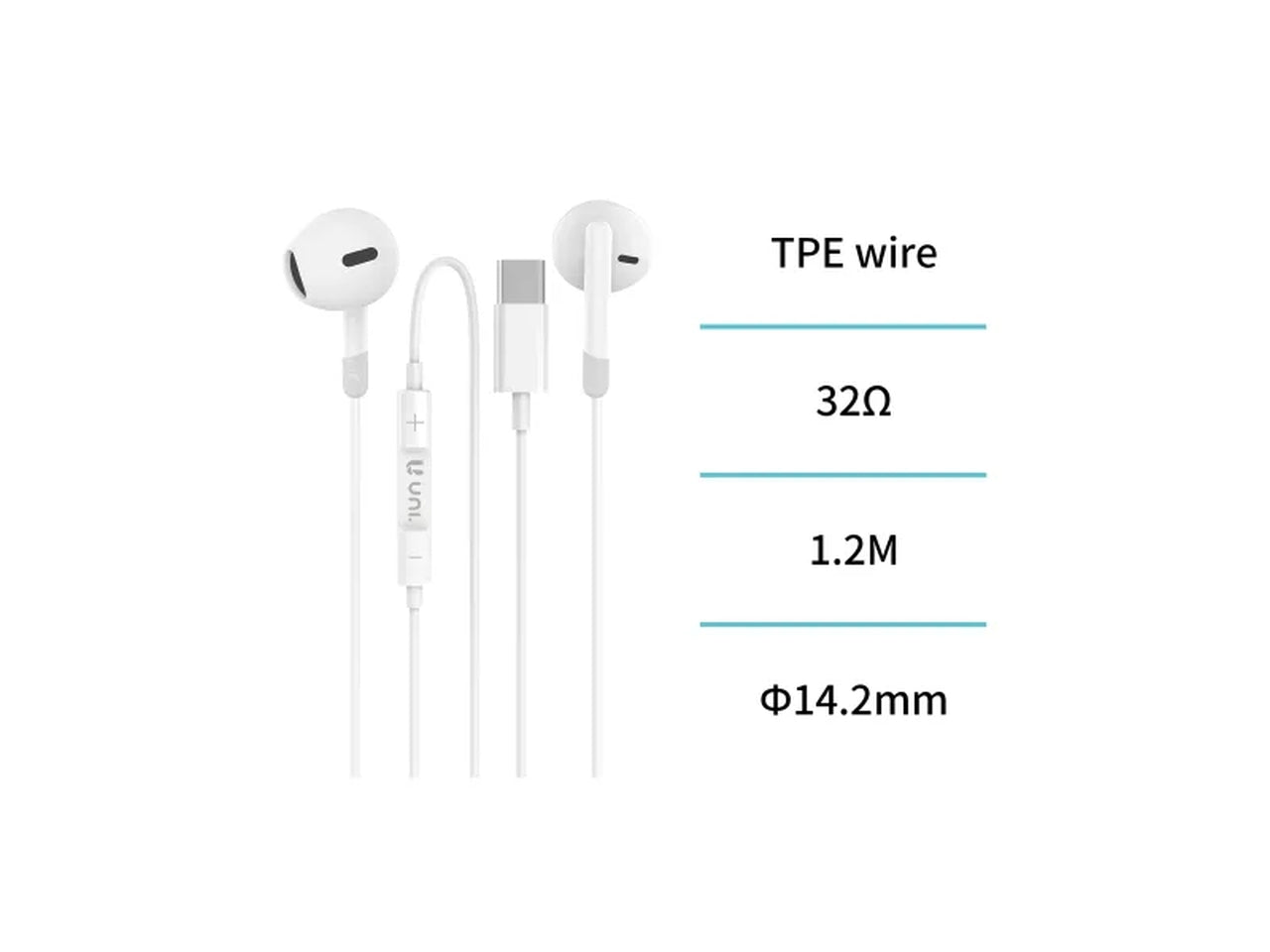 Auricolari cablati semi-in-ear con interfaccia Type-C e microfono CE