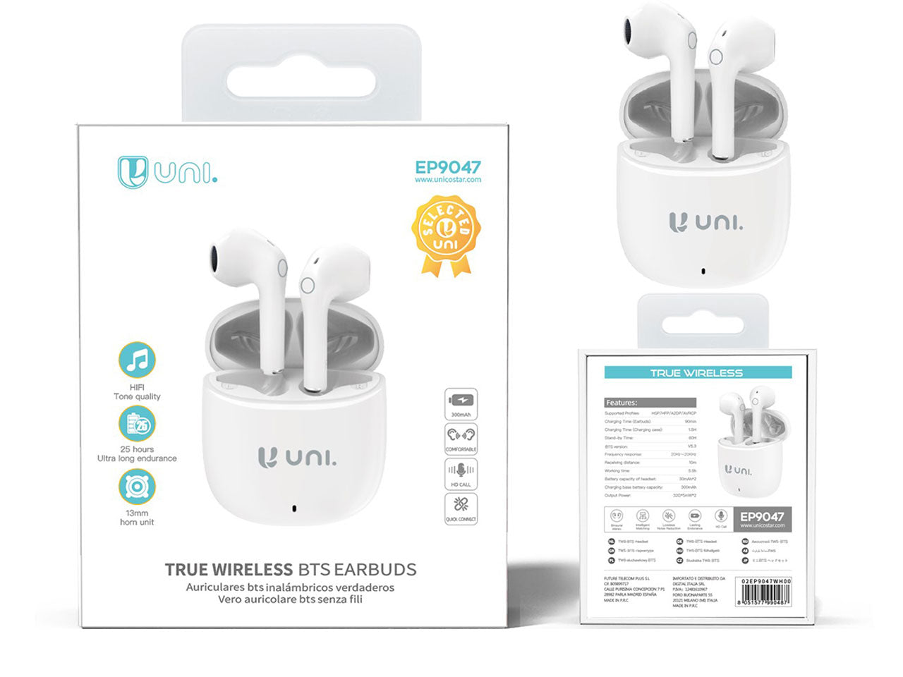 Cuffie Bluetooth Semi-In-Ear TWS con cordino