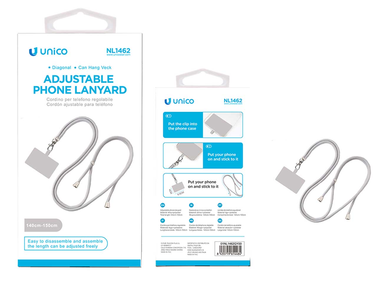 Set cordino per cellulare appeso al collo regolabile con fibbia singola