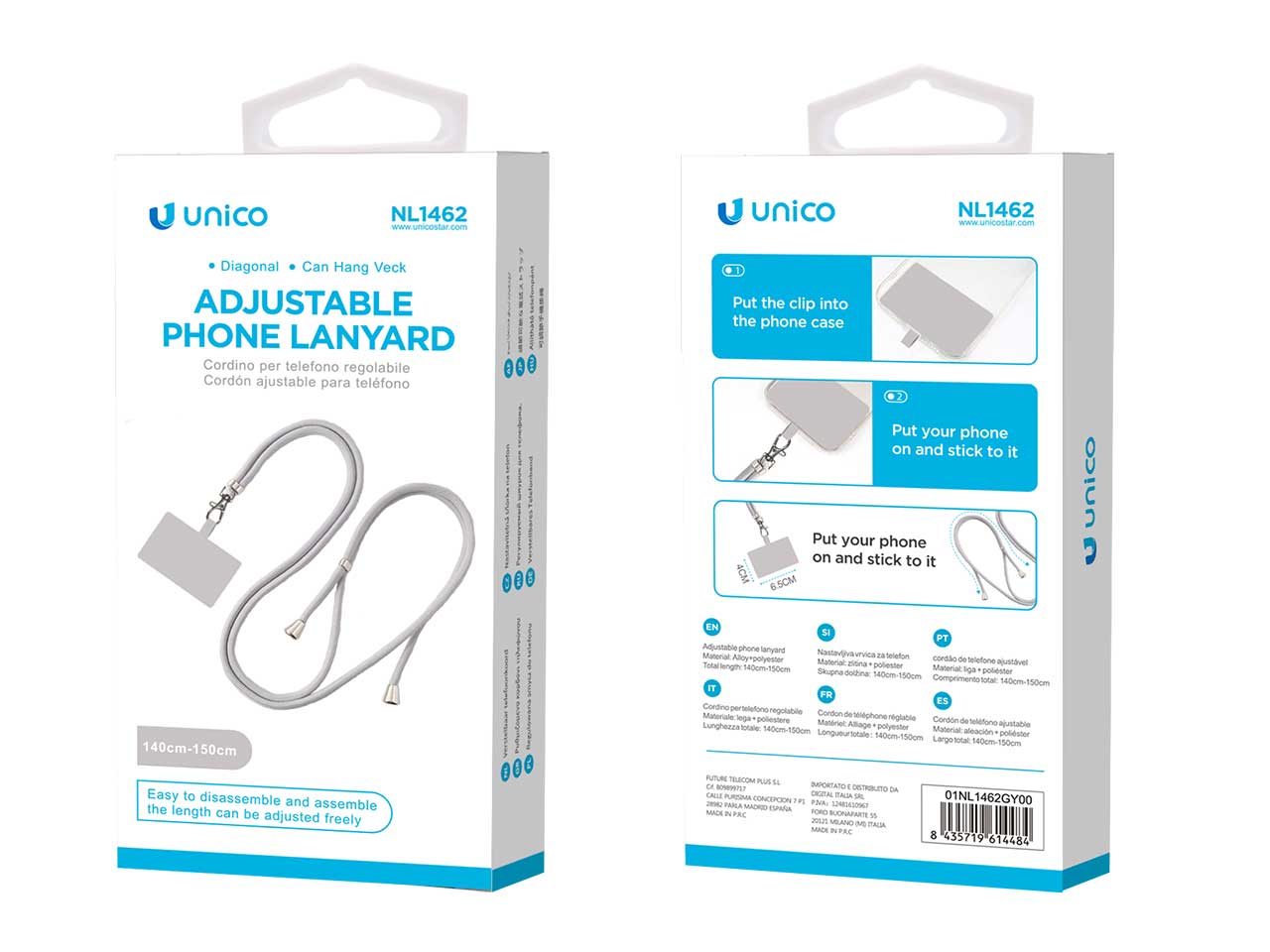 Set cordino per cellulare appeso al collo regolabile con fibbia singola