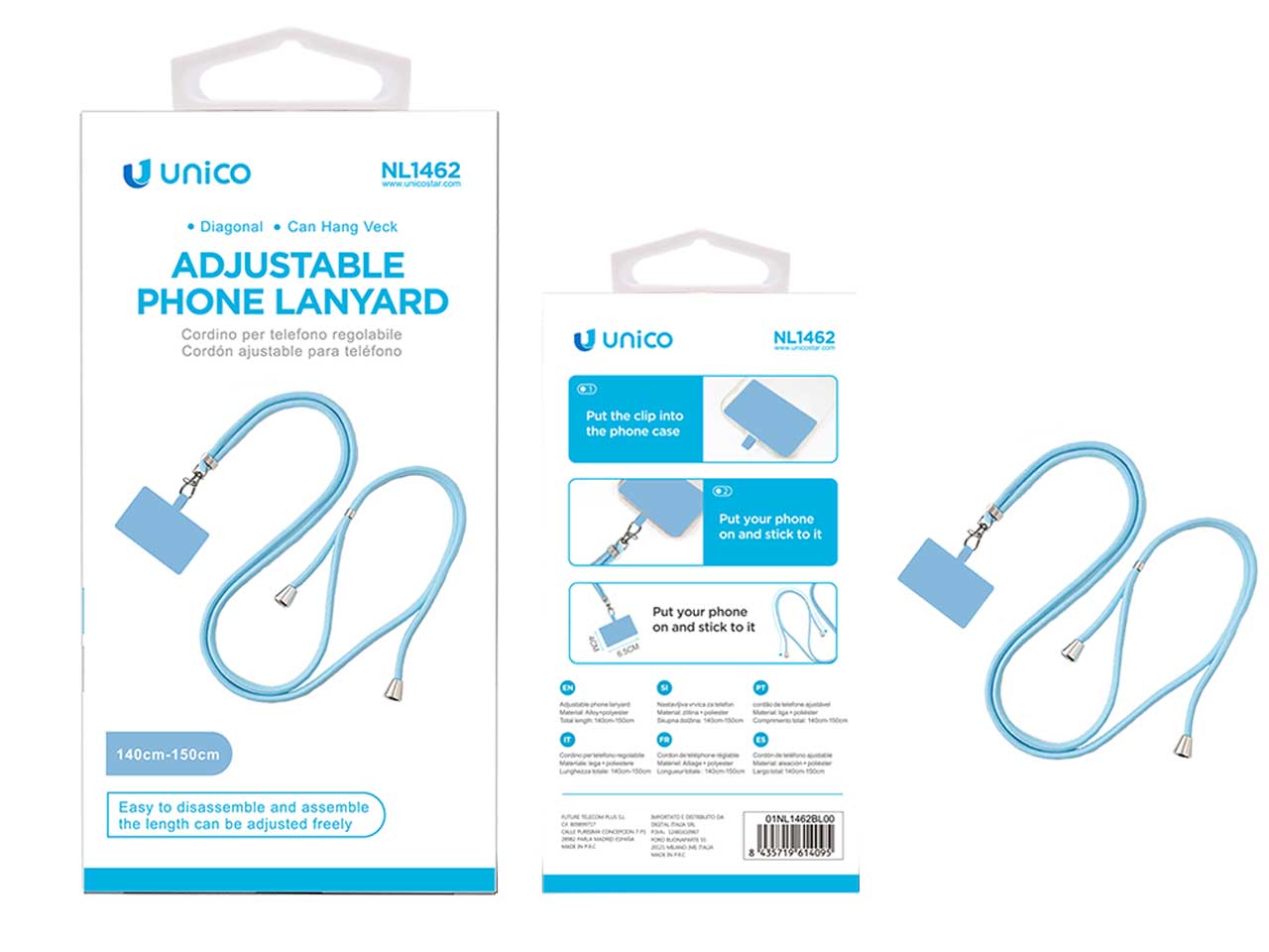 Set cordino per cellulare appeso al collo regolabile con fibbia singola