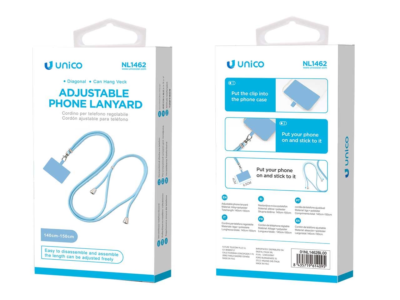 Set cordino per cellulare appeso al collo regolabile con fibbia singola