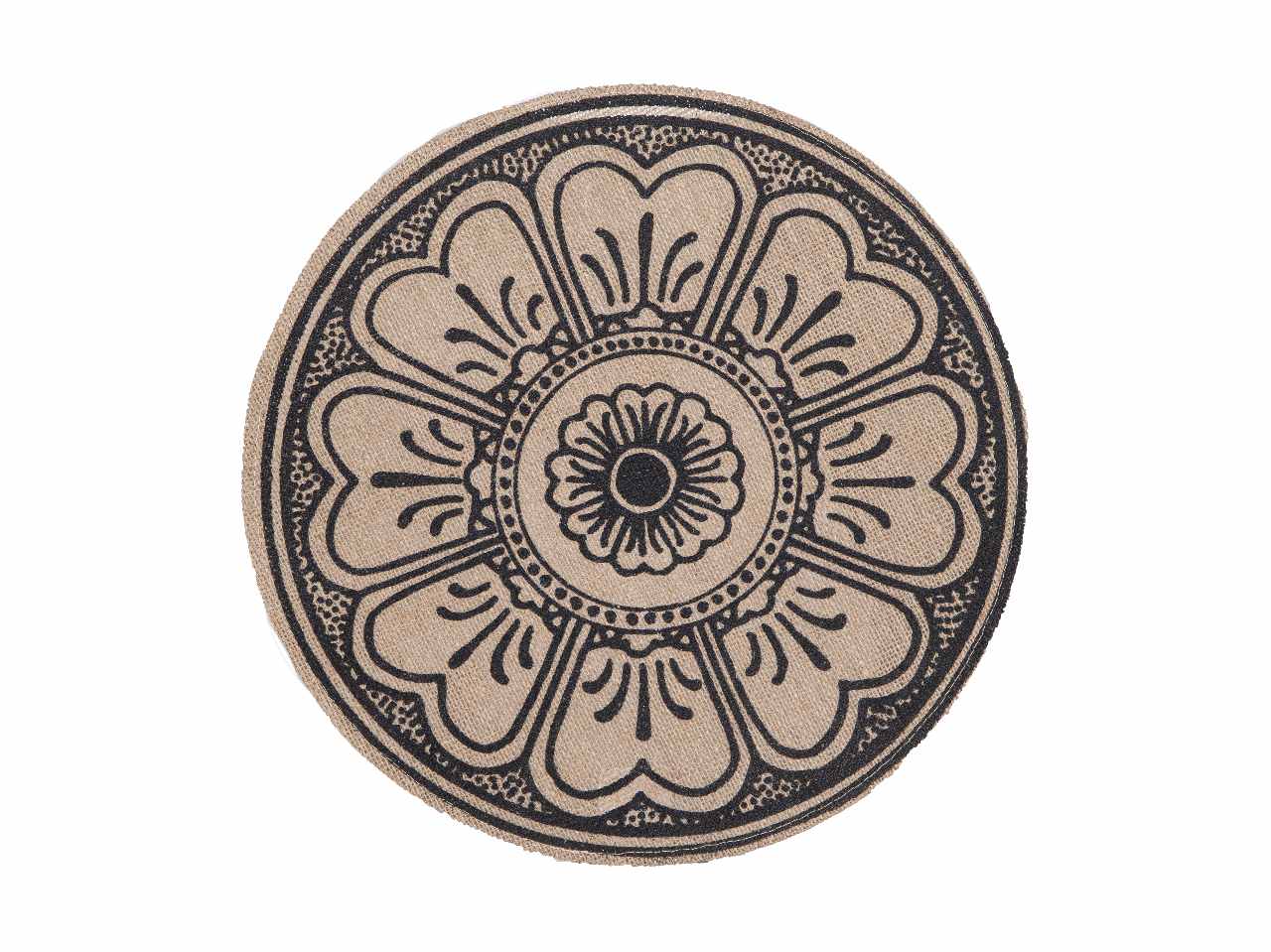 Tovaglietta linea native diametro 38cm in juta naturale con stampa nera