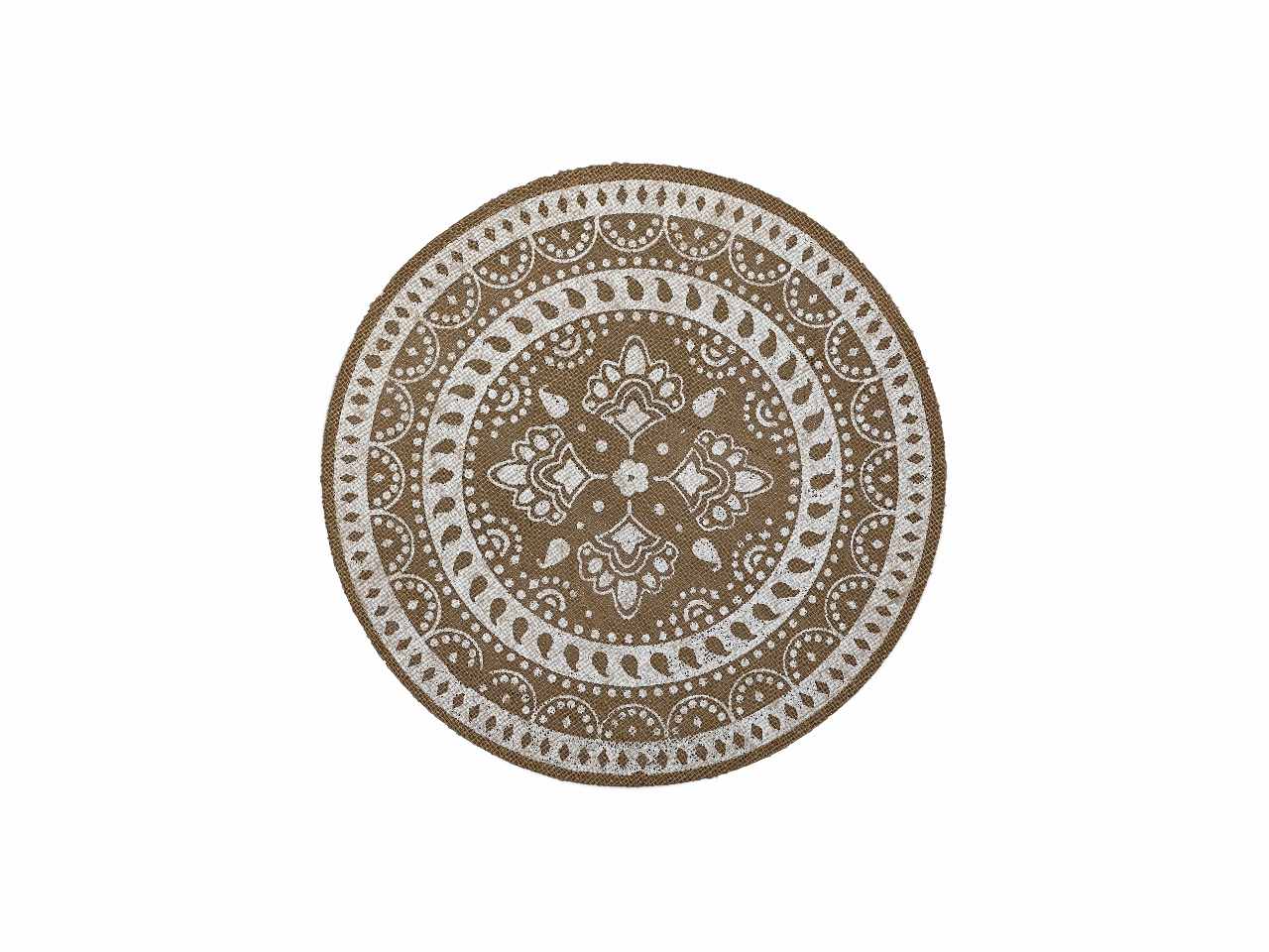 Tovaglietta lima 38cm in juta naturale con decoro bianco