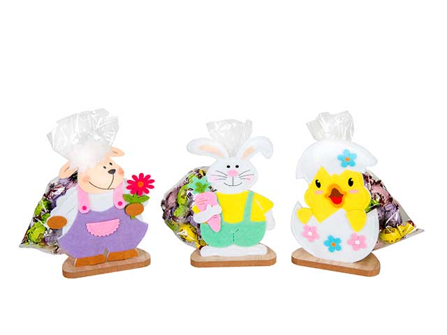 Animovetti in feltro con ovetti 150gr, 3 personaggi assortiti
