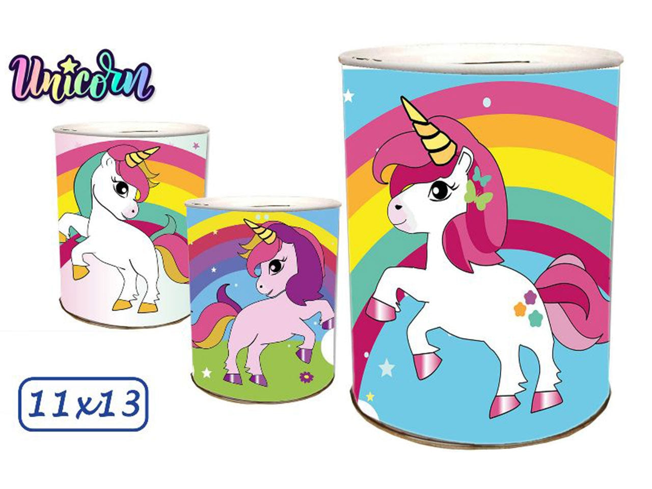 Salvadanaio in latta 11x13cm unicorn