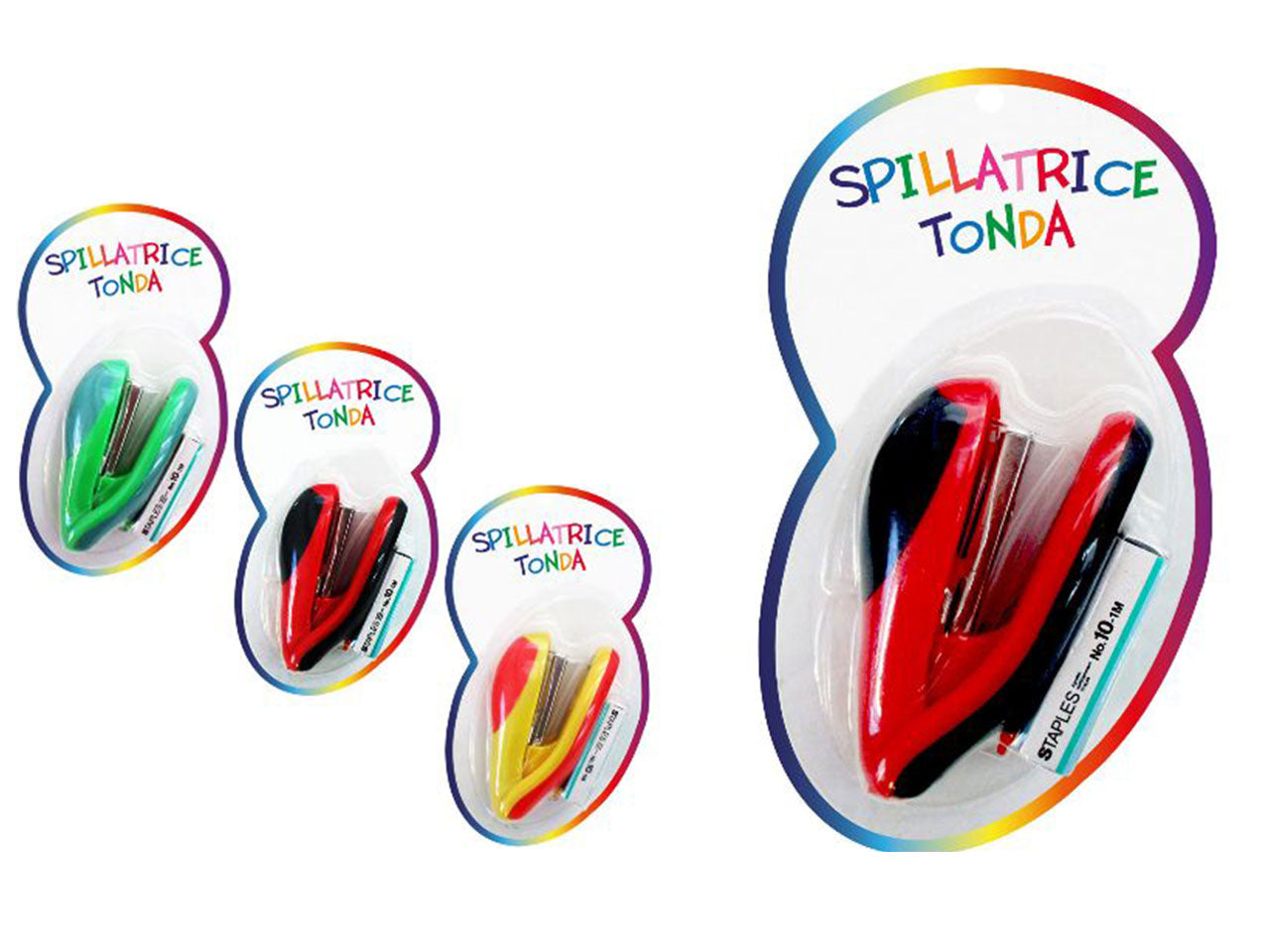 Cucitrice tascabile tonda in plastica e ferro colori assortiti 10x3 cm - Eol