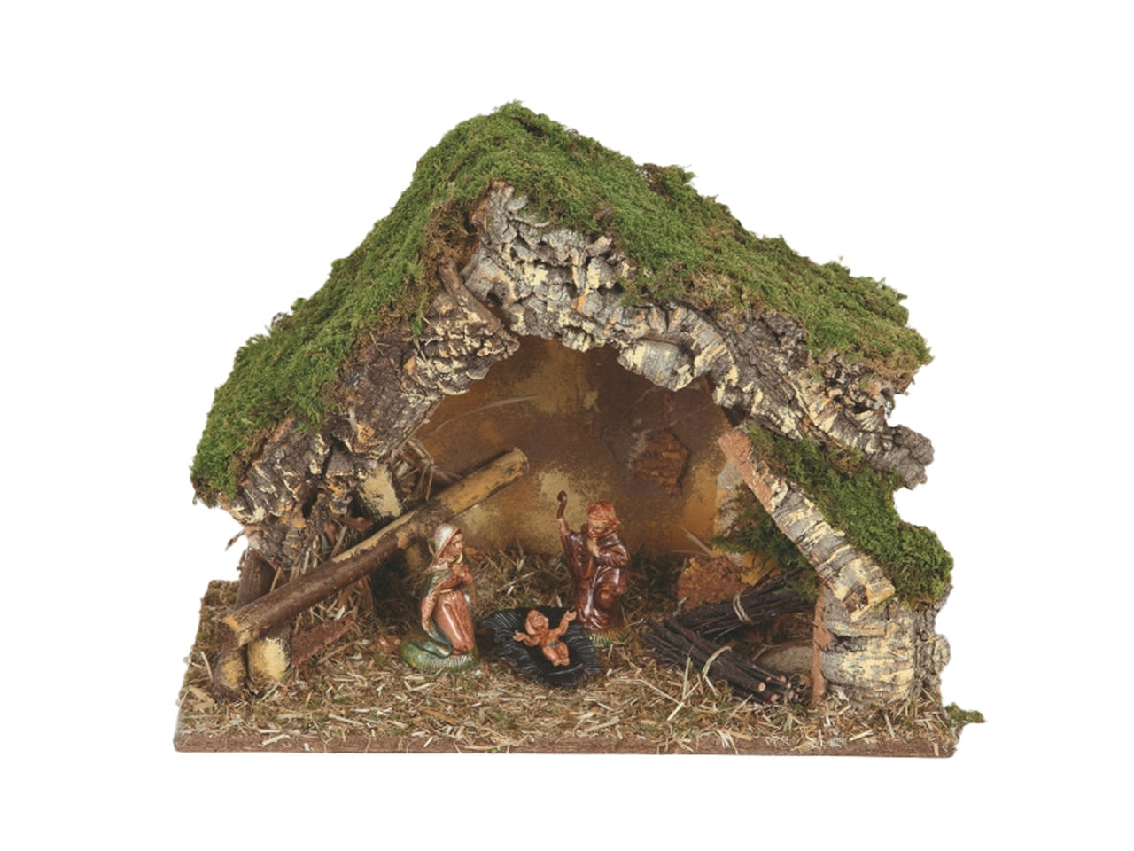 Capanna con nativita' antichizzata 36x26x16cm