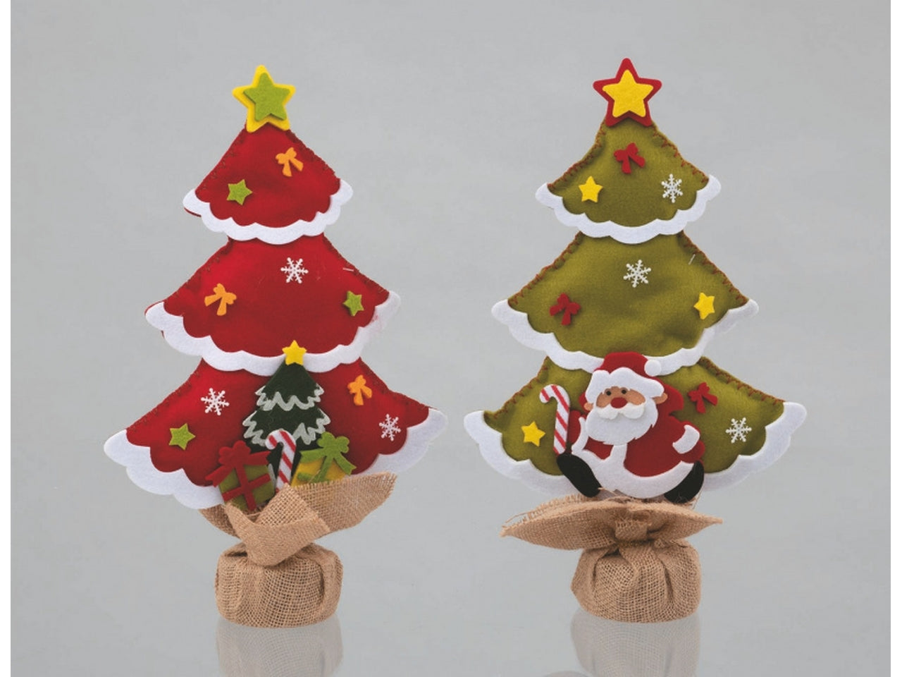 Alberello 24x39cm in feltro base in juta colori assortiti rosso/verde