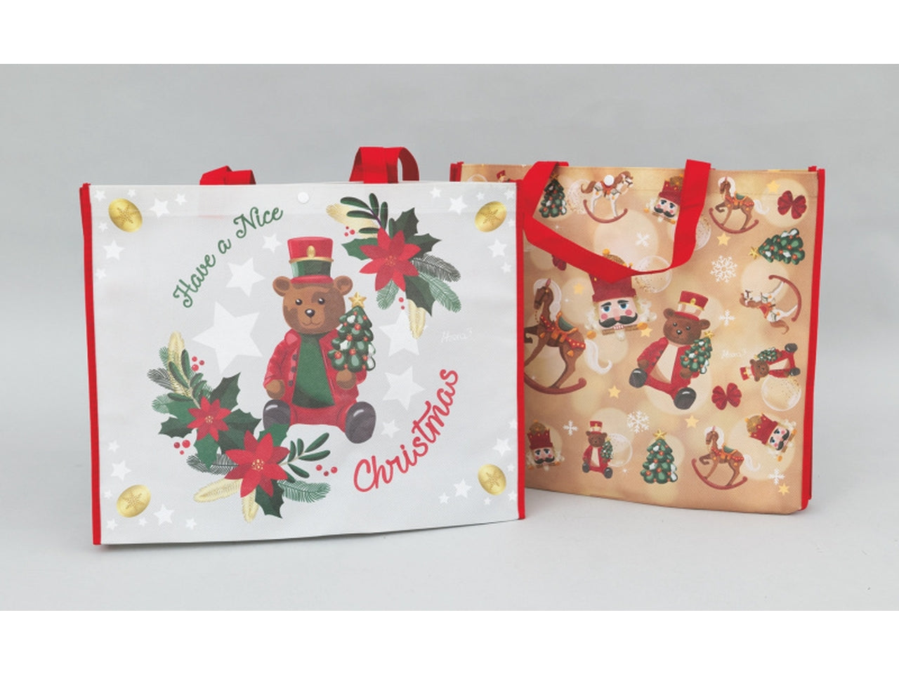 Shopper nat. 43x40x14cm con manico modelli assortiti