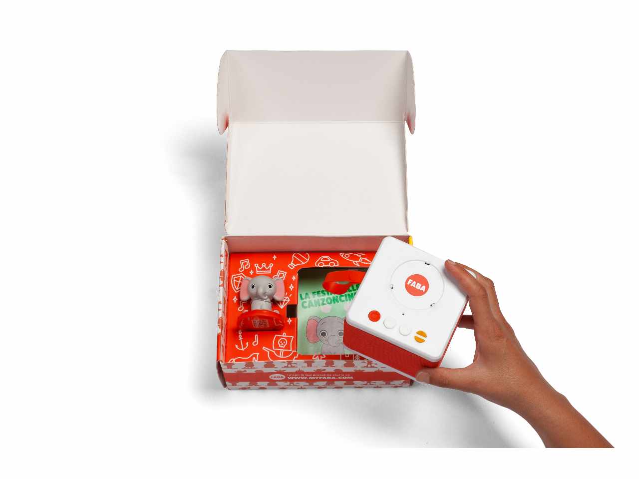Racconta storie - faba starter set - bianco+ personaggio sonoro ele l'elefante