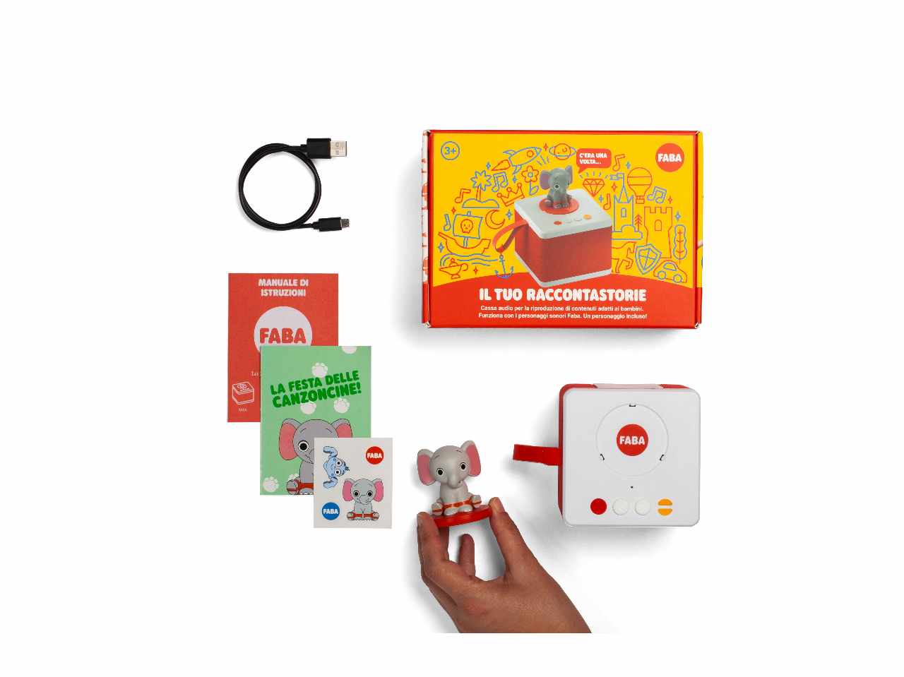 Racconta storie - faba starter set - bianco+ personaggio sonoro ele l'elefante