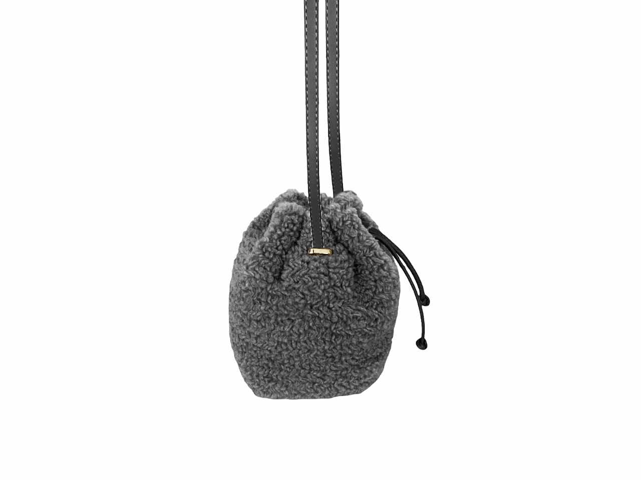 Borsa sacchetto grigia in ecopelliccia pecora$