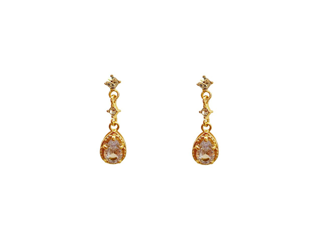 Orecchini con strass e goccia pendente oro