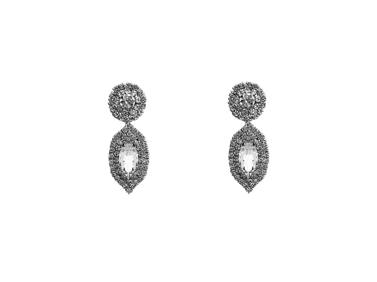 Orecchini fiorellini strass e pietra nevette rodio