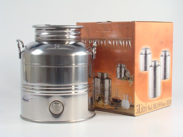 Fustino in acciaio inox da 5 litri con predisposizione rubinetto