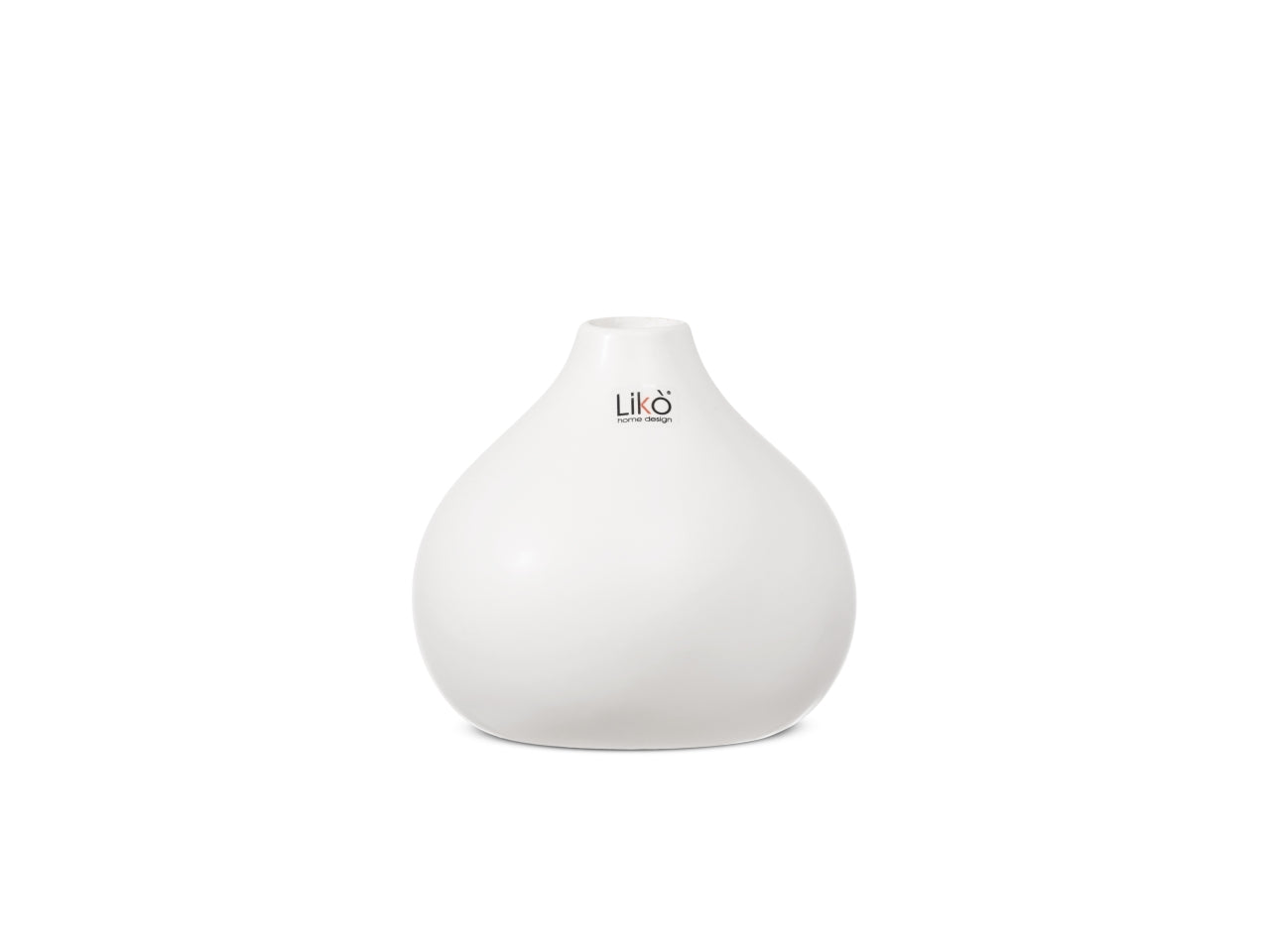 Vaso decorativo monofiore scandinavo in ceramica opaca bianco, 13x12 cm - Likò