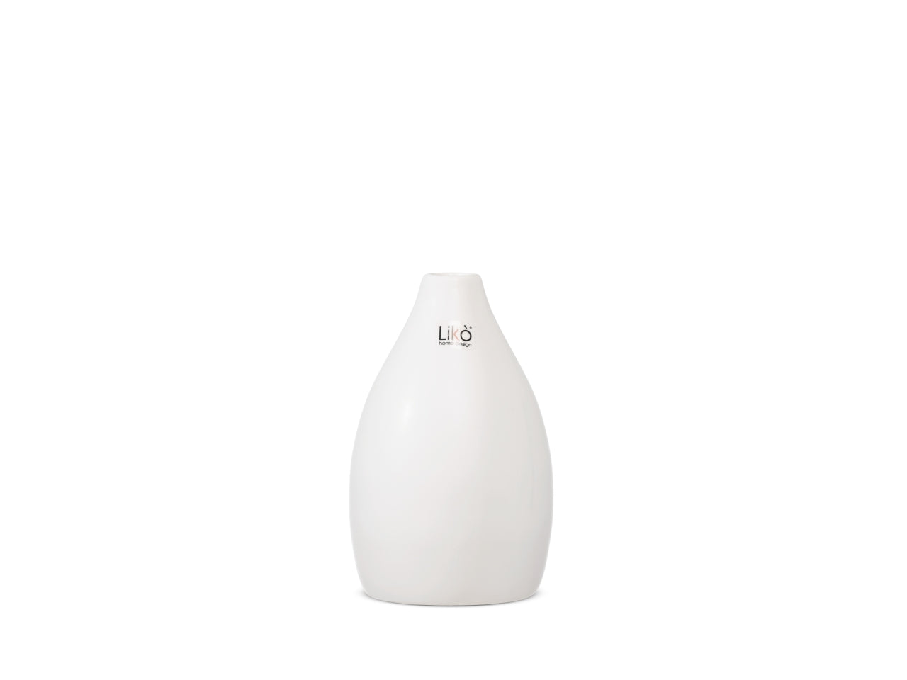 Vaso decorativo monofiore scandinavo in ceramica opaca bianco, 16x9,5 cm