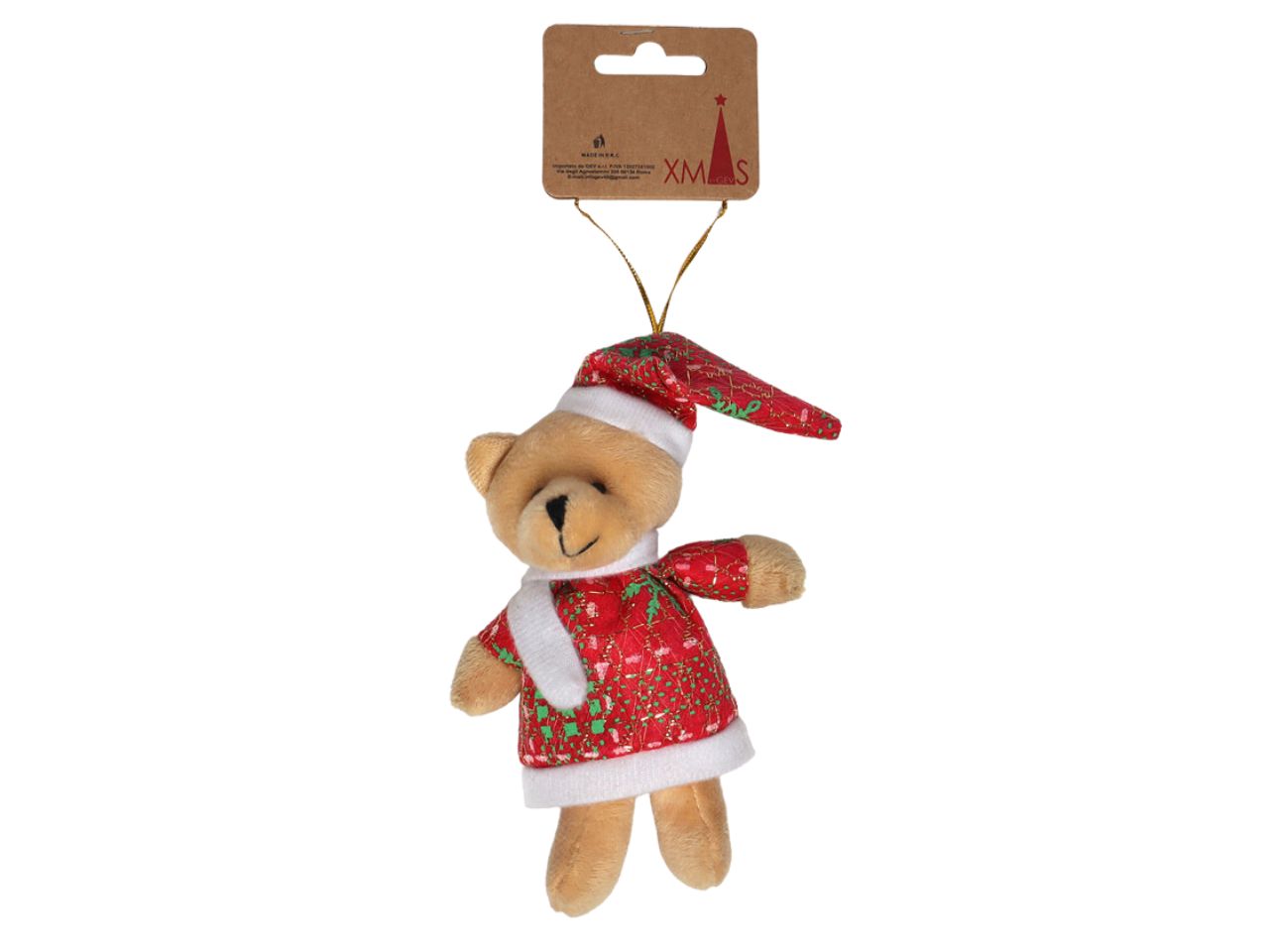 Decorazione natalizia da appendere orsetto misura 14cm