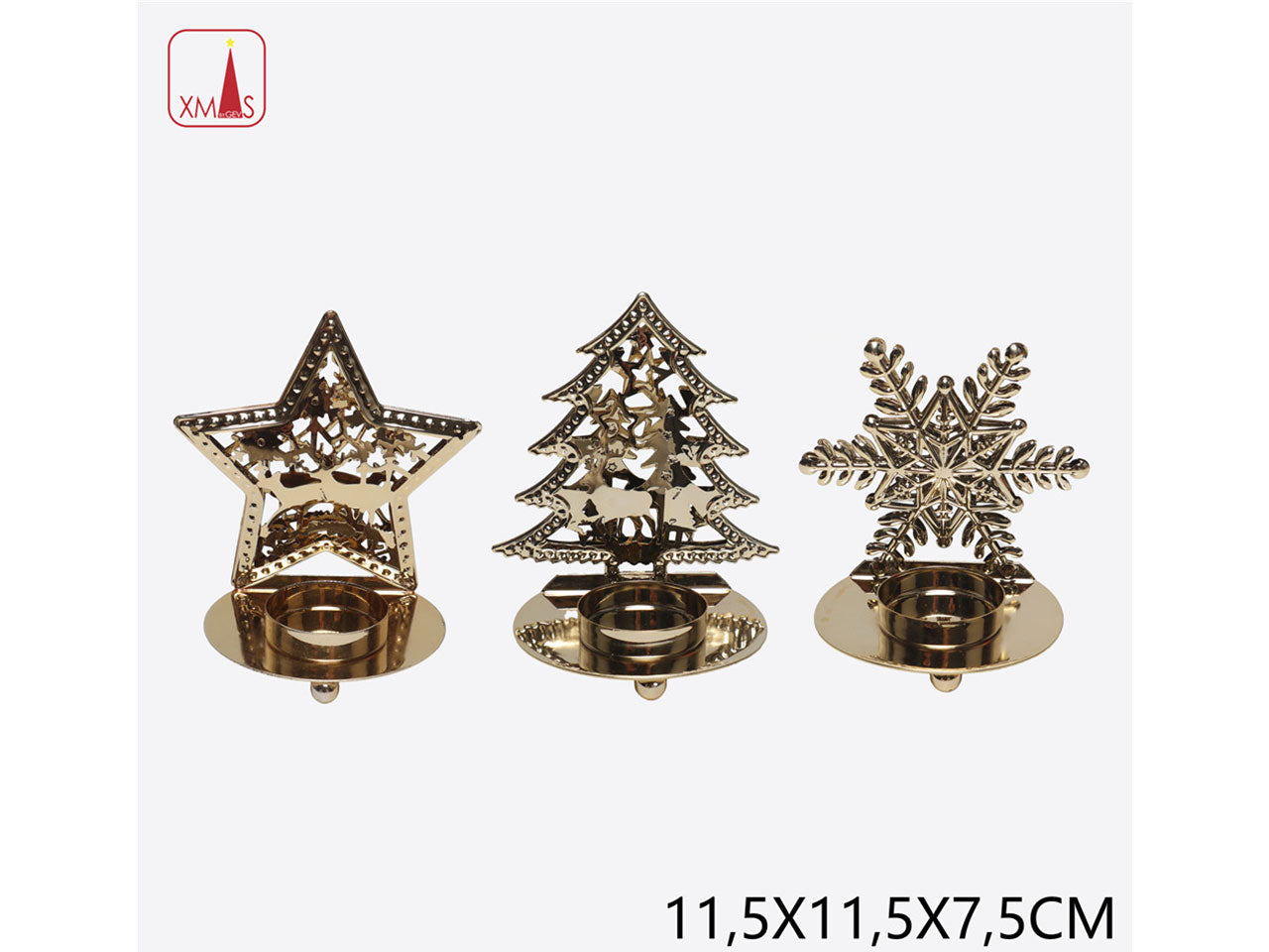 Portacandela natalizio 11,5x11,5x7,5cm