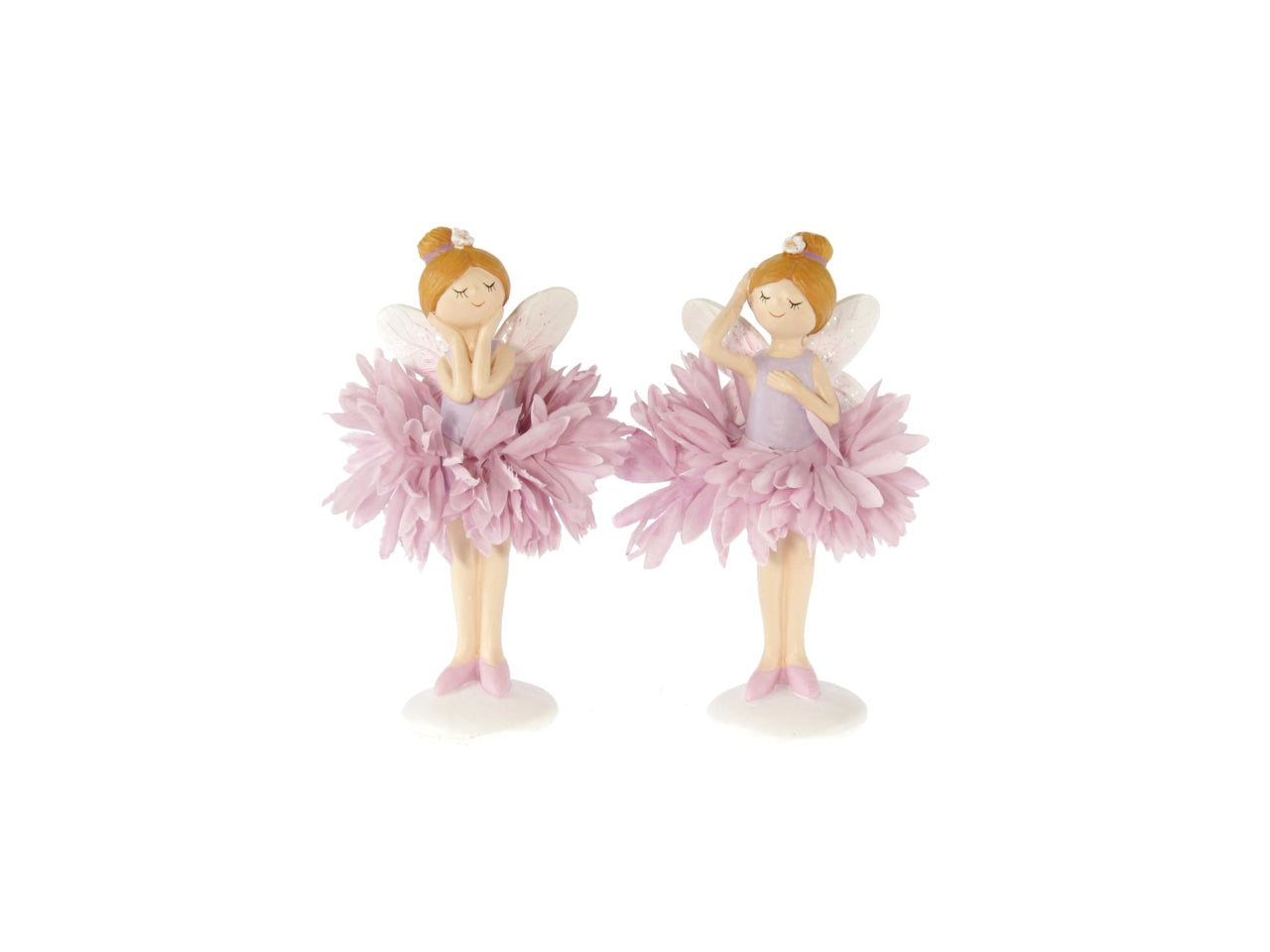 Statua fatina con fiore in poliresina e tessuto lilla kids 6x5,5x14 cm - Goldbach