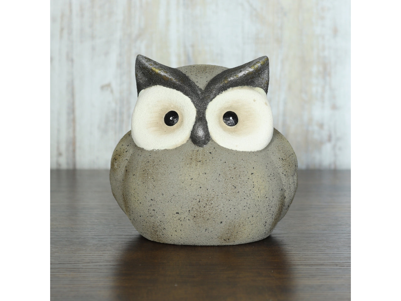 Gufo in ceramica 13,5x6,5x12,5cm grigio