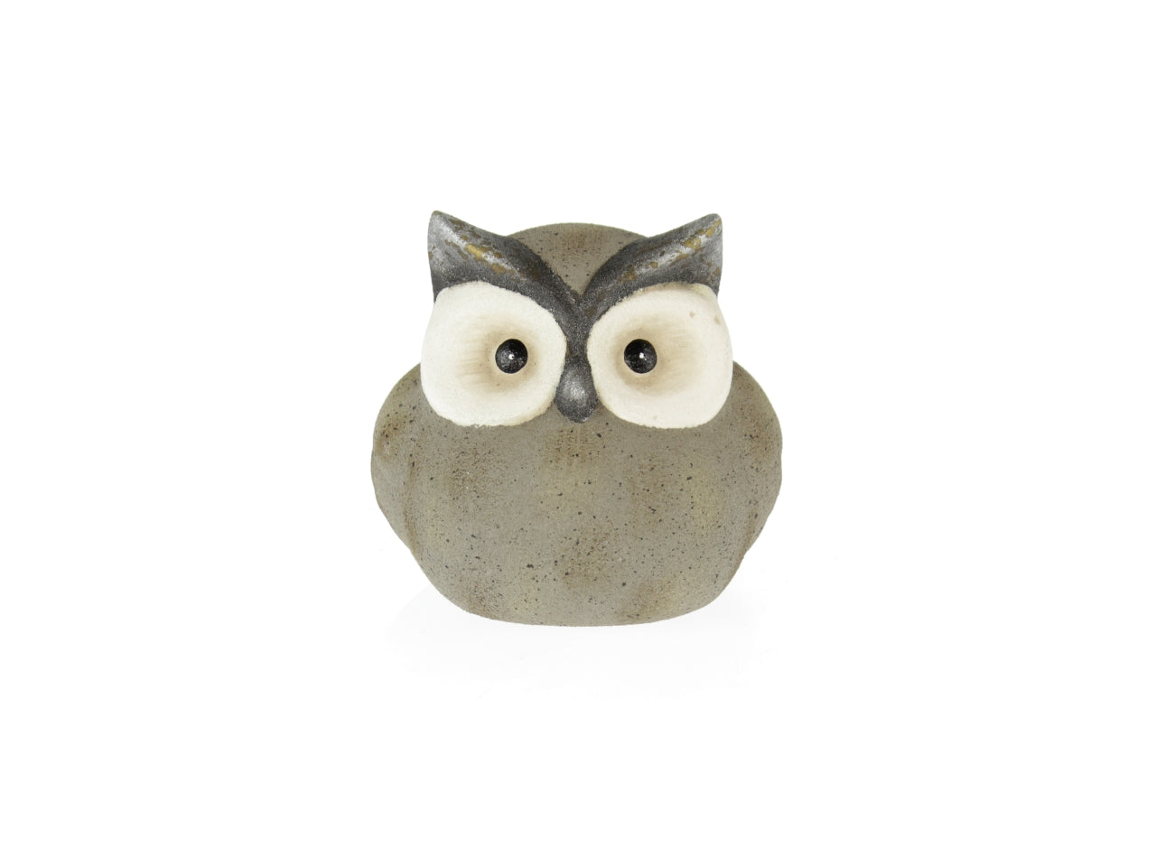 Gufo in ceramica 13,5x6,5x12,5cm grigio