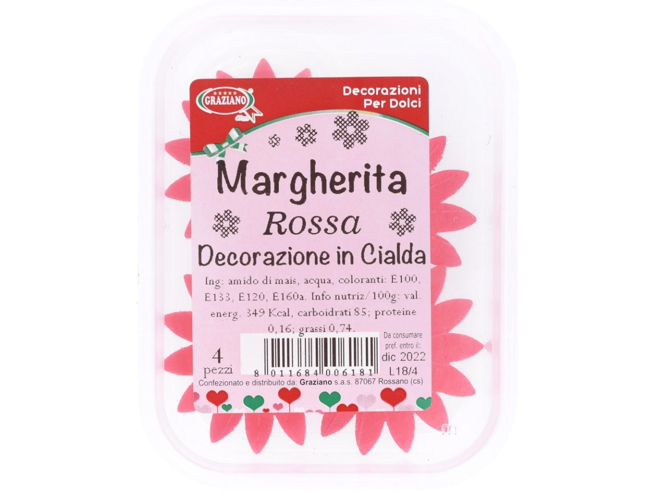 Margherite di cialda rosso - confezione da 4 margherite