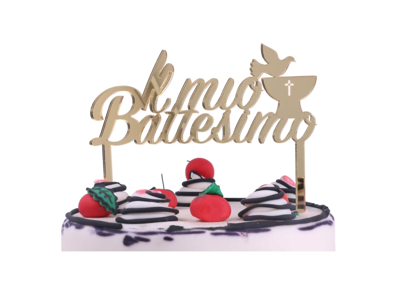 Cake topper battesimo plex oro