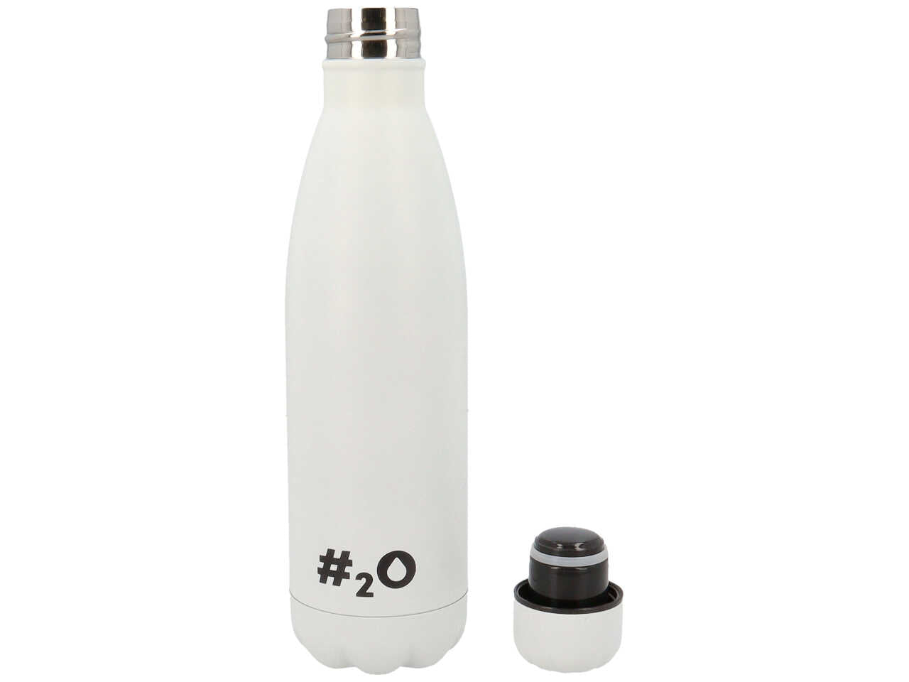 Bottiglia termica da 500ml colore bianco matt con logo bianco lucido $
