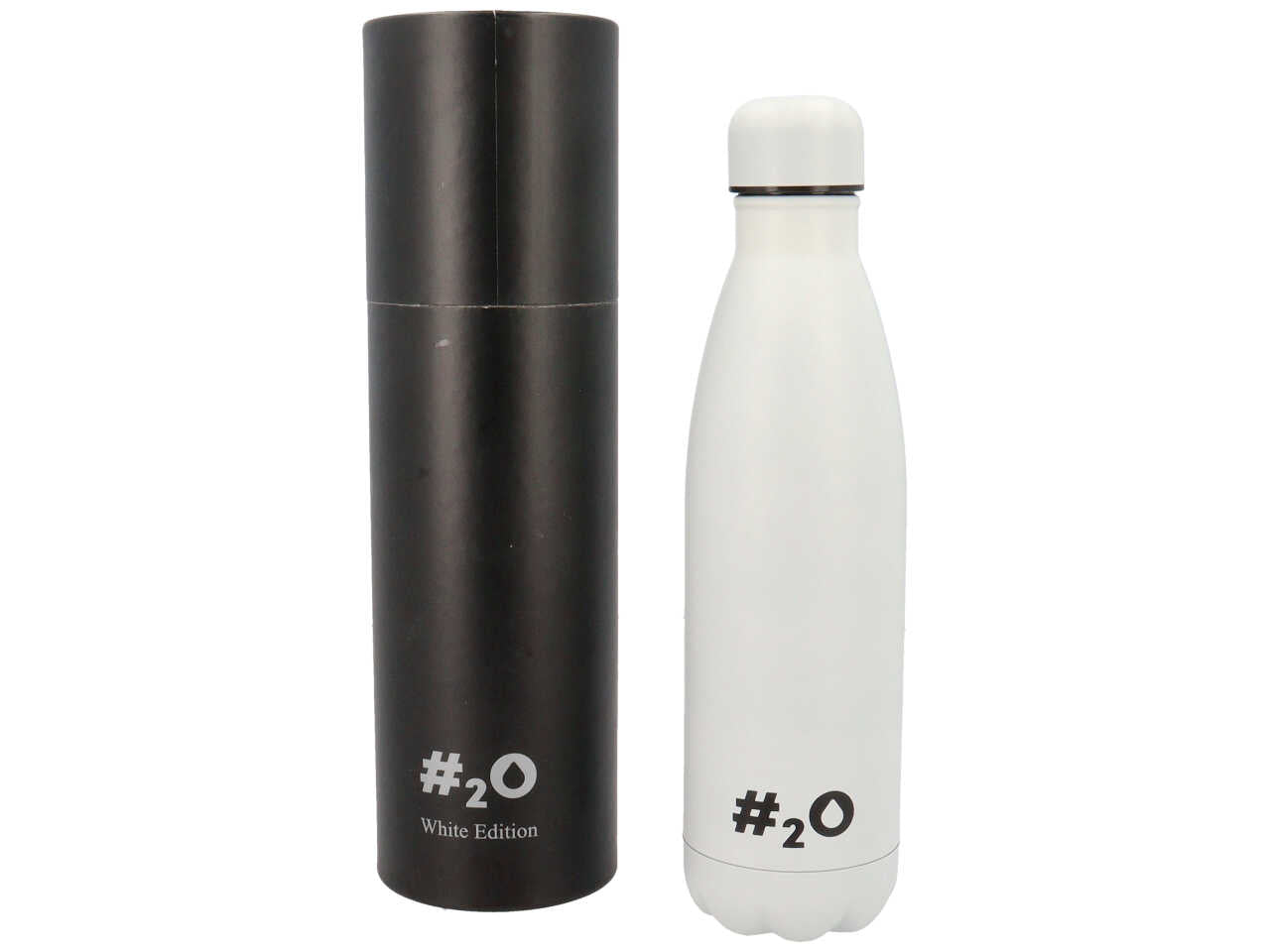 Bottiglia termica da 500ml colore bianco matt con logo bianco lucido $