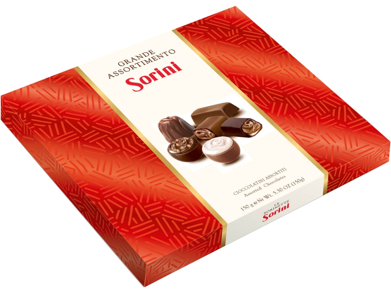 Scatola sorini rossa grande assortimento di cioccolatini 150gr