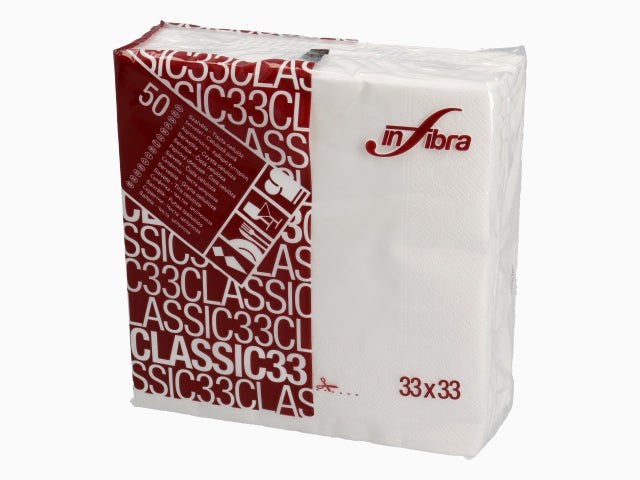 Tovagliolo bianco 33x33 2 veli 1/4 50 pezzi i-0101$