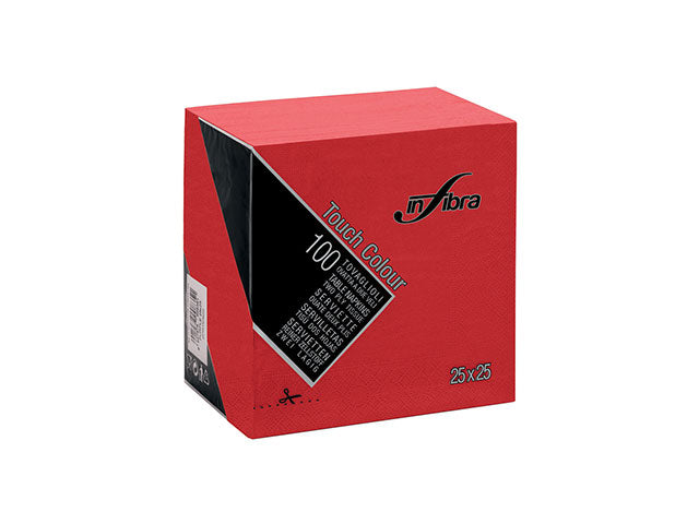 Tovagliolo touch 25x25 100 pezzi rosso i-0264