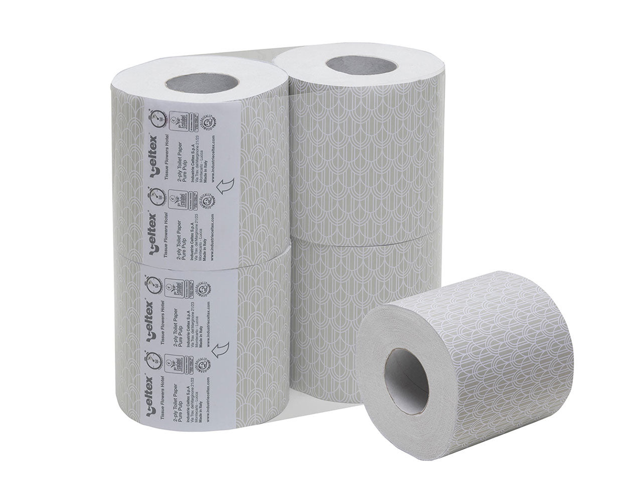 Carta igienica con monofascetta a 2 veli con groffatura cotton flowers - confezione da 4 rotoli