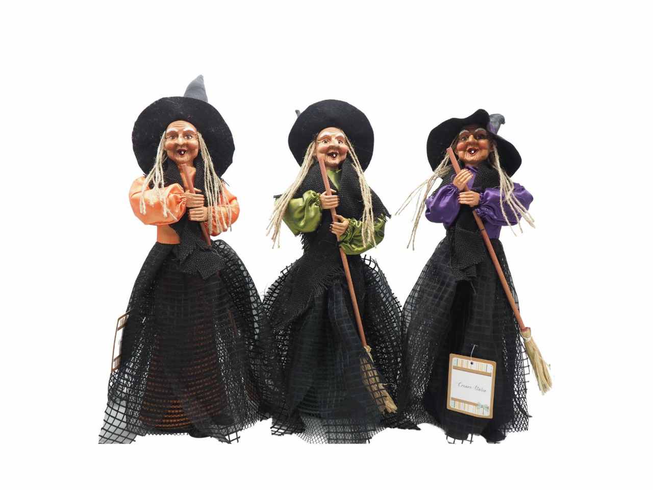 Befana porta dolciumi 40cm con scopa assortite