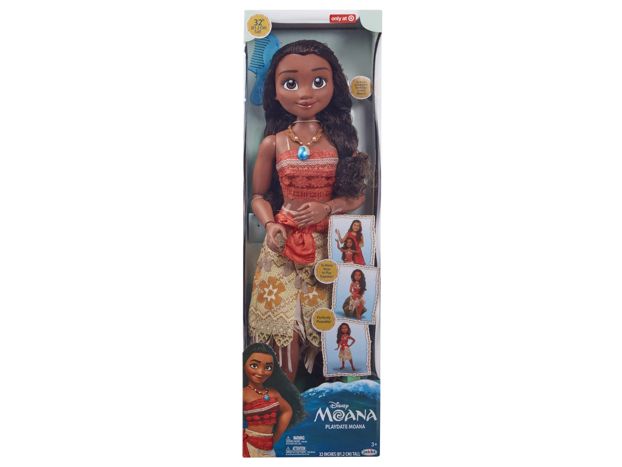 Disney princess bambola playdate 80cm vaiana articolata con accessori