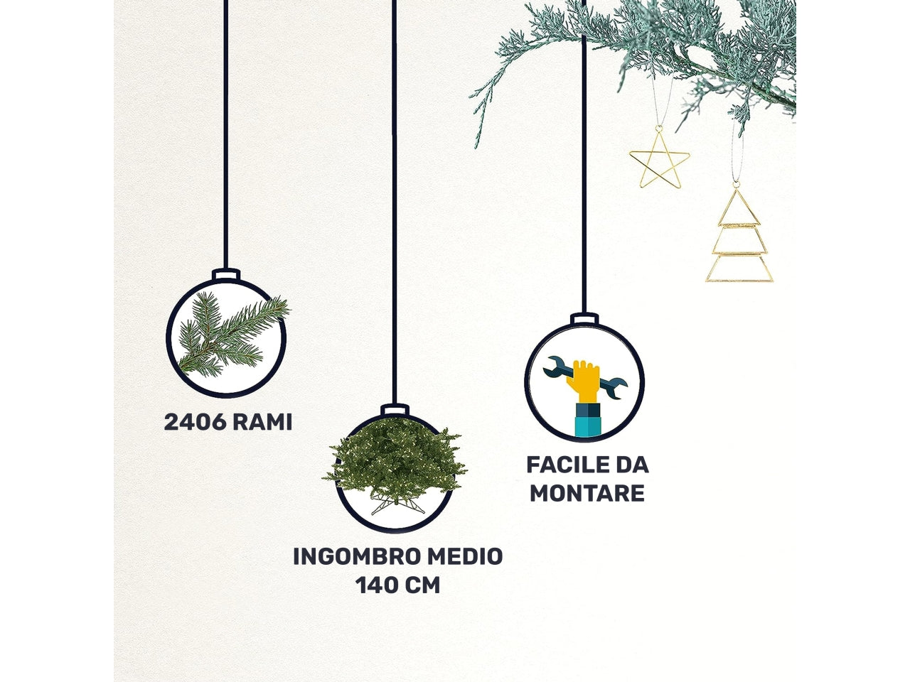 Albero Miami 240cm 2406 rami diametro 140cm pe+pvc montaggio ad ombrello