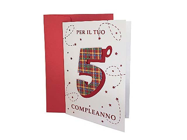 Biglietto auguri buon compleanno per 5 anni