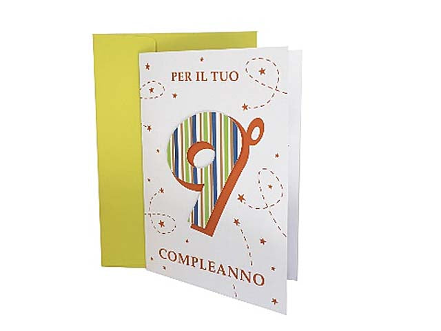 Biglietto auguri buon compleanno per 9 anni