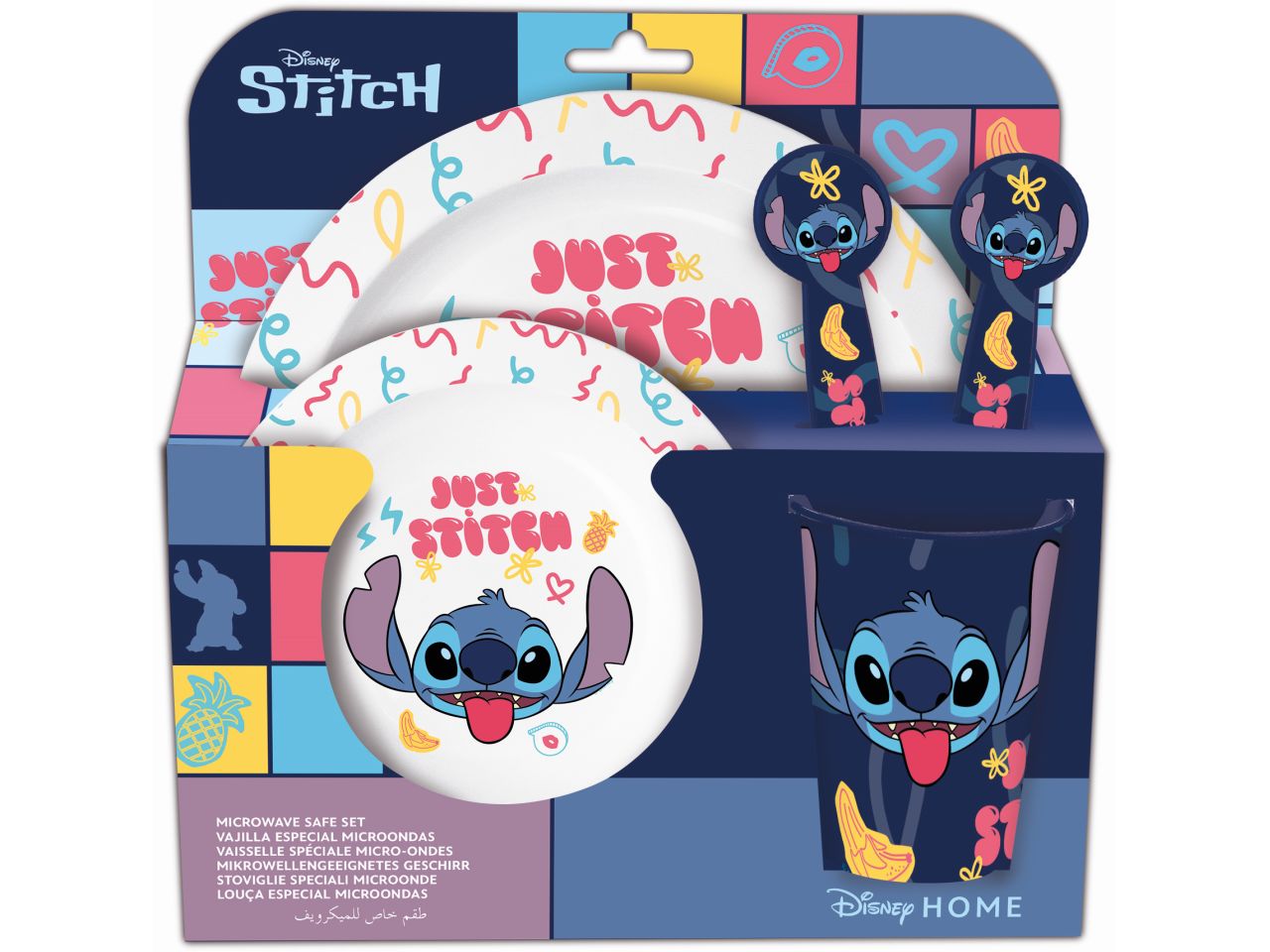 Stitch set pappa - contiene bicchiere, piatto fondo, piatto piano , cucchiaio e forchetta
