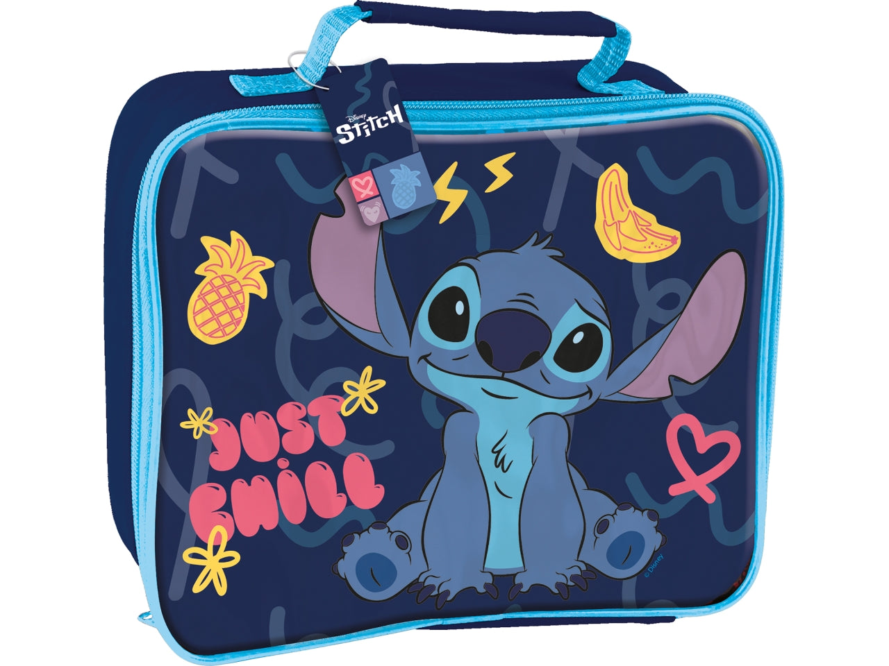 Borsa termica Stitch piccola in tessuto isolante multicolor con maniglia 22x26,5x9 cm - Real Trade Italia